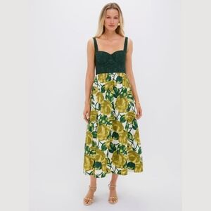 TUCKERNUCK Giverny Gardens Maria Green Floral Midi Dress Wedding Size 2